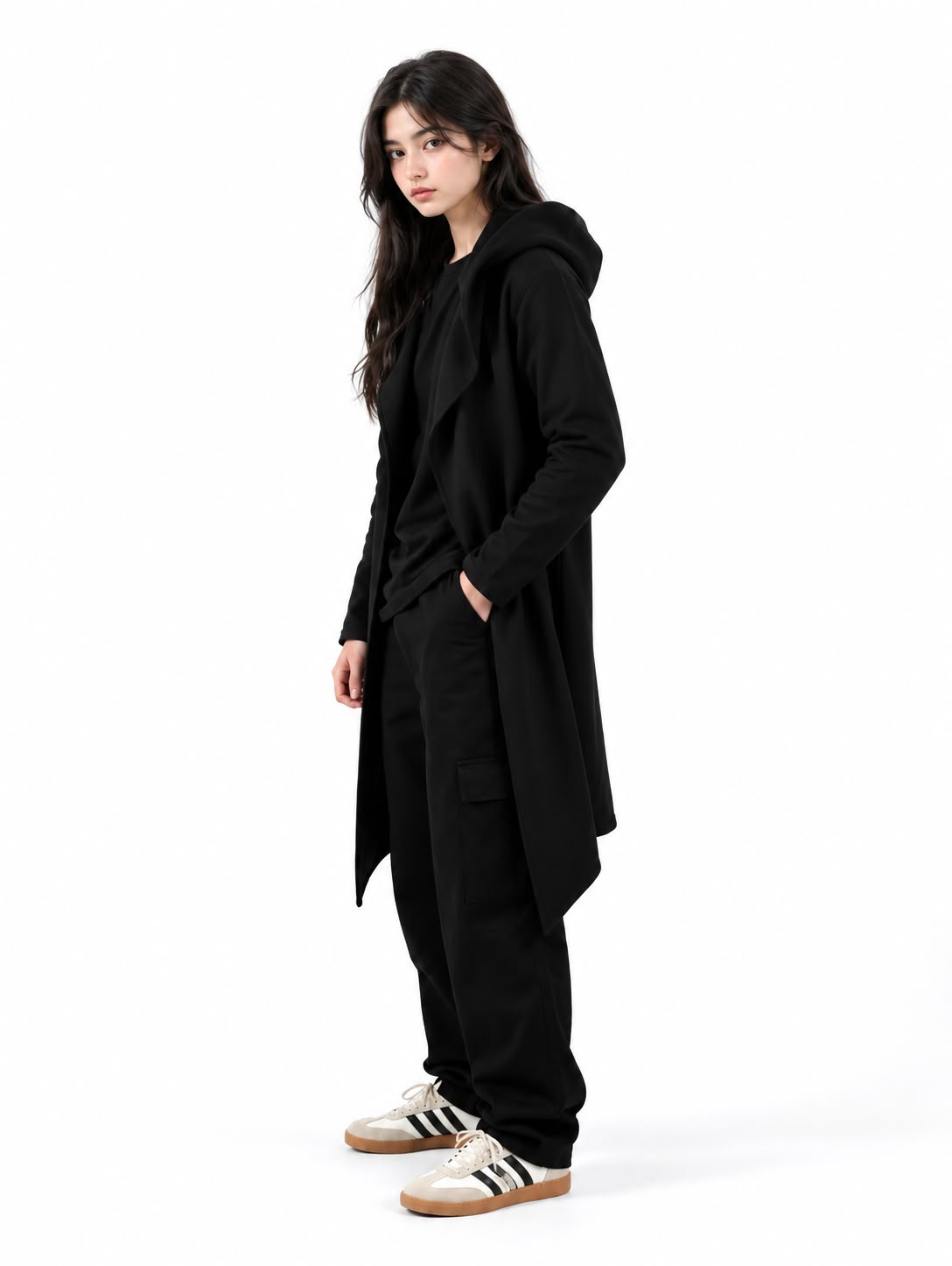 Black Longline Hoodie